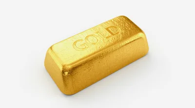 Single Gold Bar Isolated On White Background