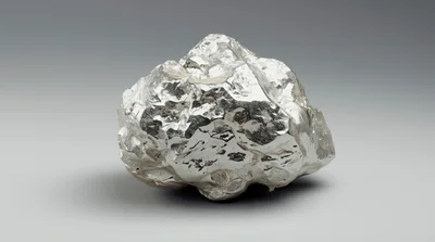Large Raw Silver Nugget On Grey Background