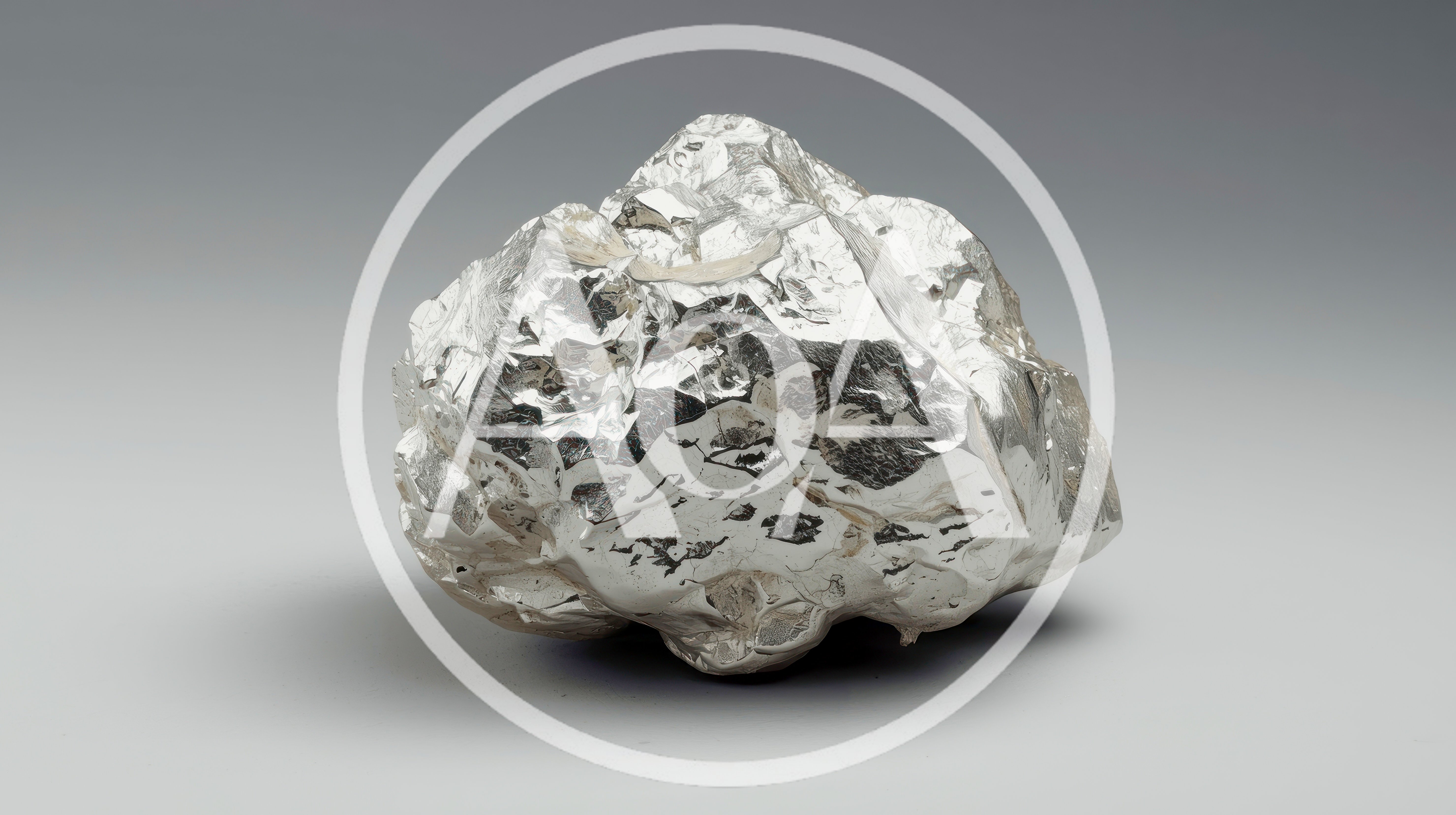Large Raw Silver Nugget On Grey Background