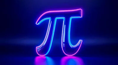 Neon Pi Symbol Glowing On Dark Background