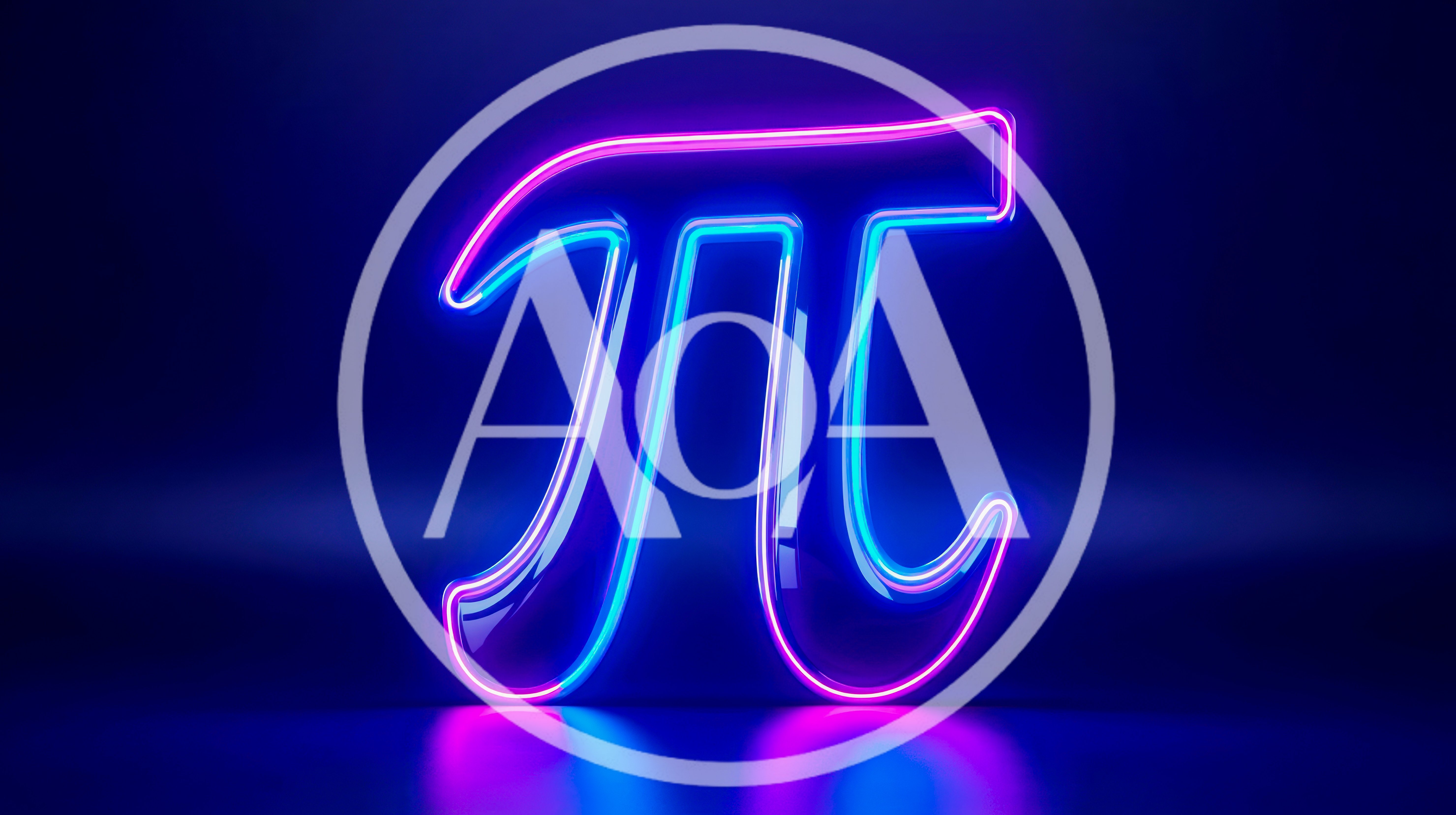 Neon Pi Symbol Glowing On Dark Background