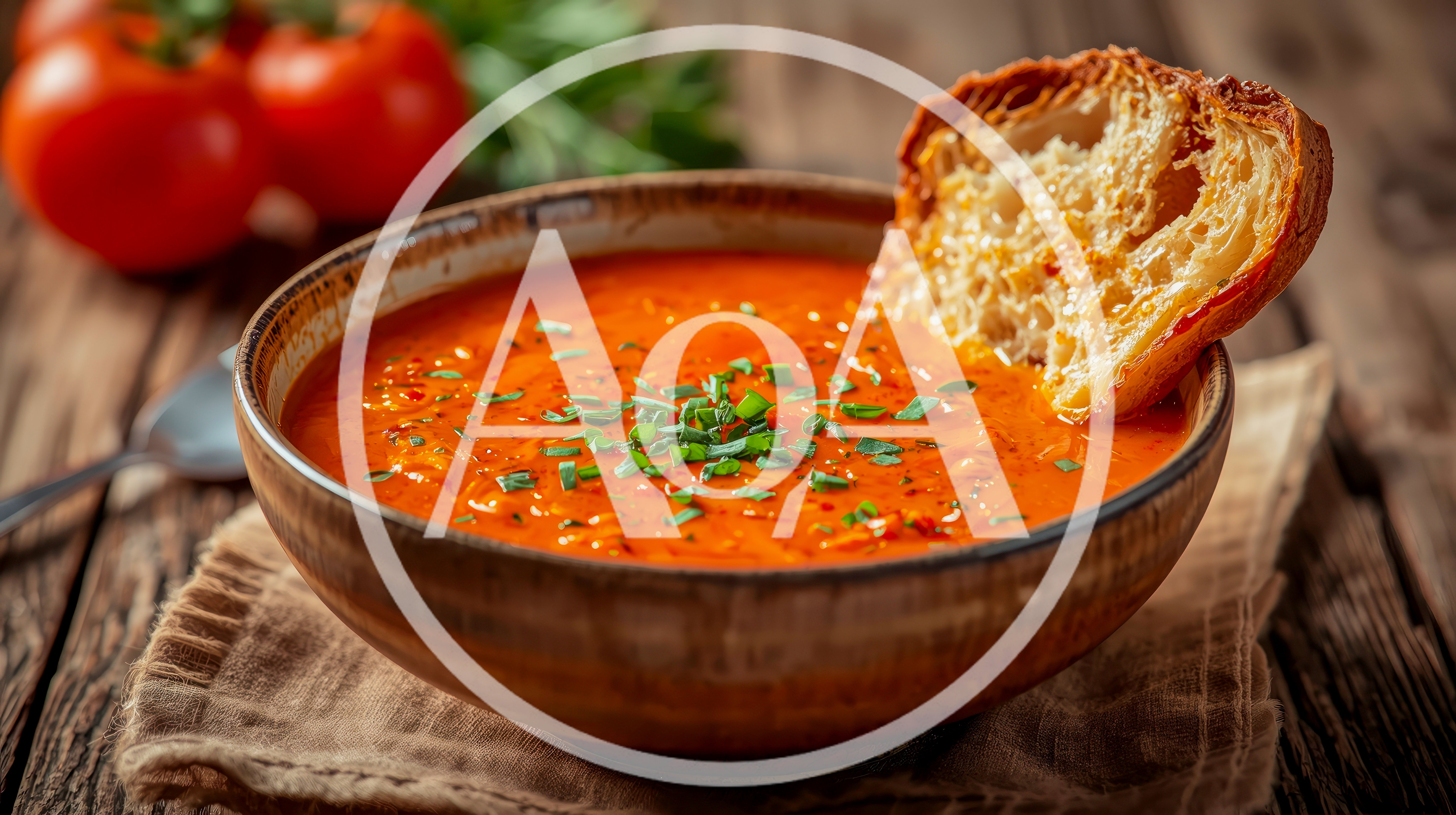 Bowl Of Tomato Soup With Crusty Bread
