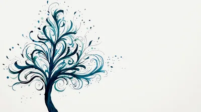 Abstract Watercolor Tree Illustration With Swirling Branches