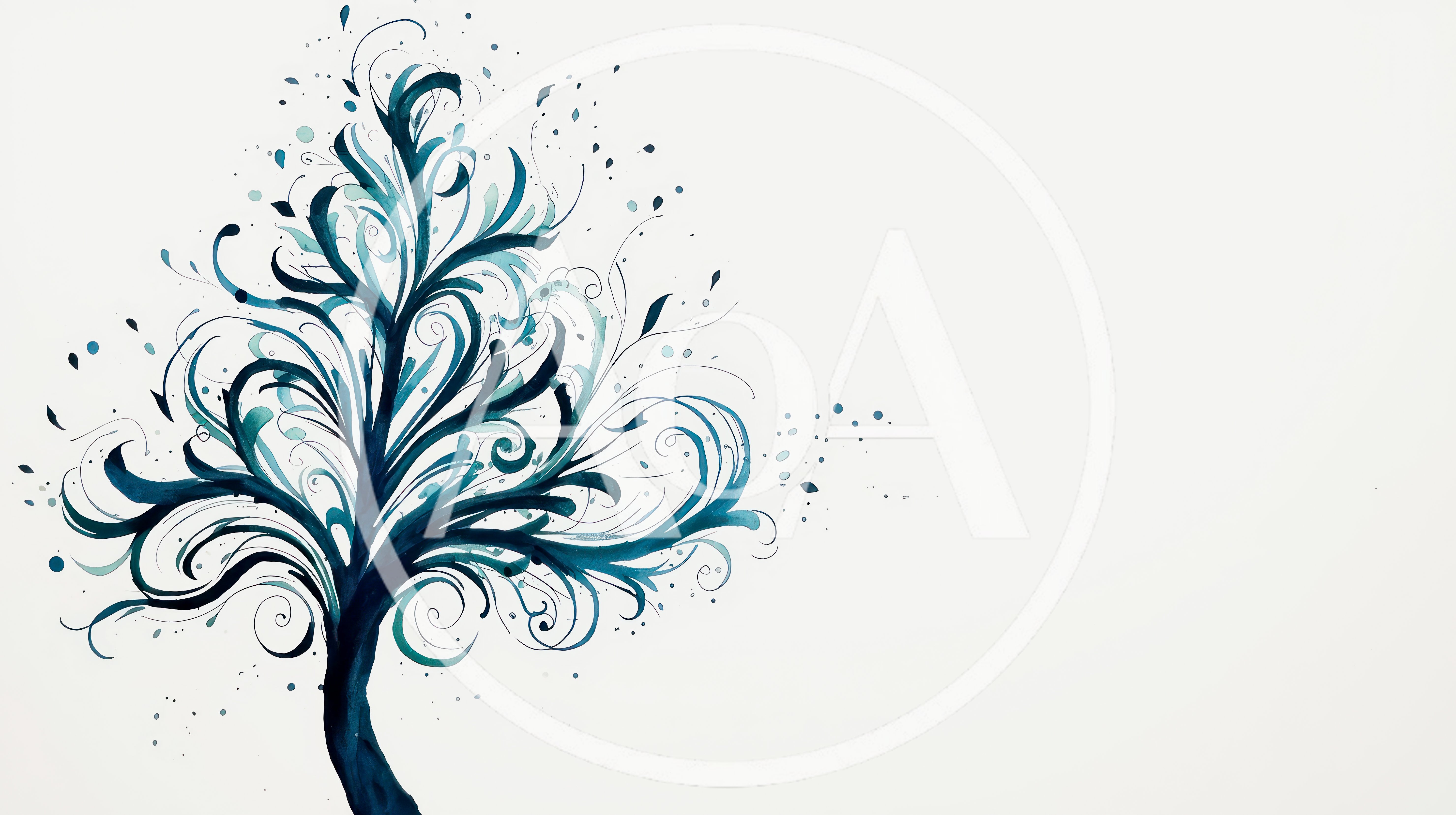 Abstract Watercolor Tree Illustration With Swirling Branches