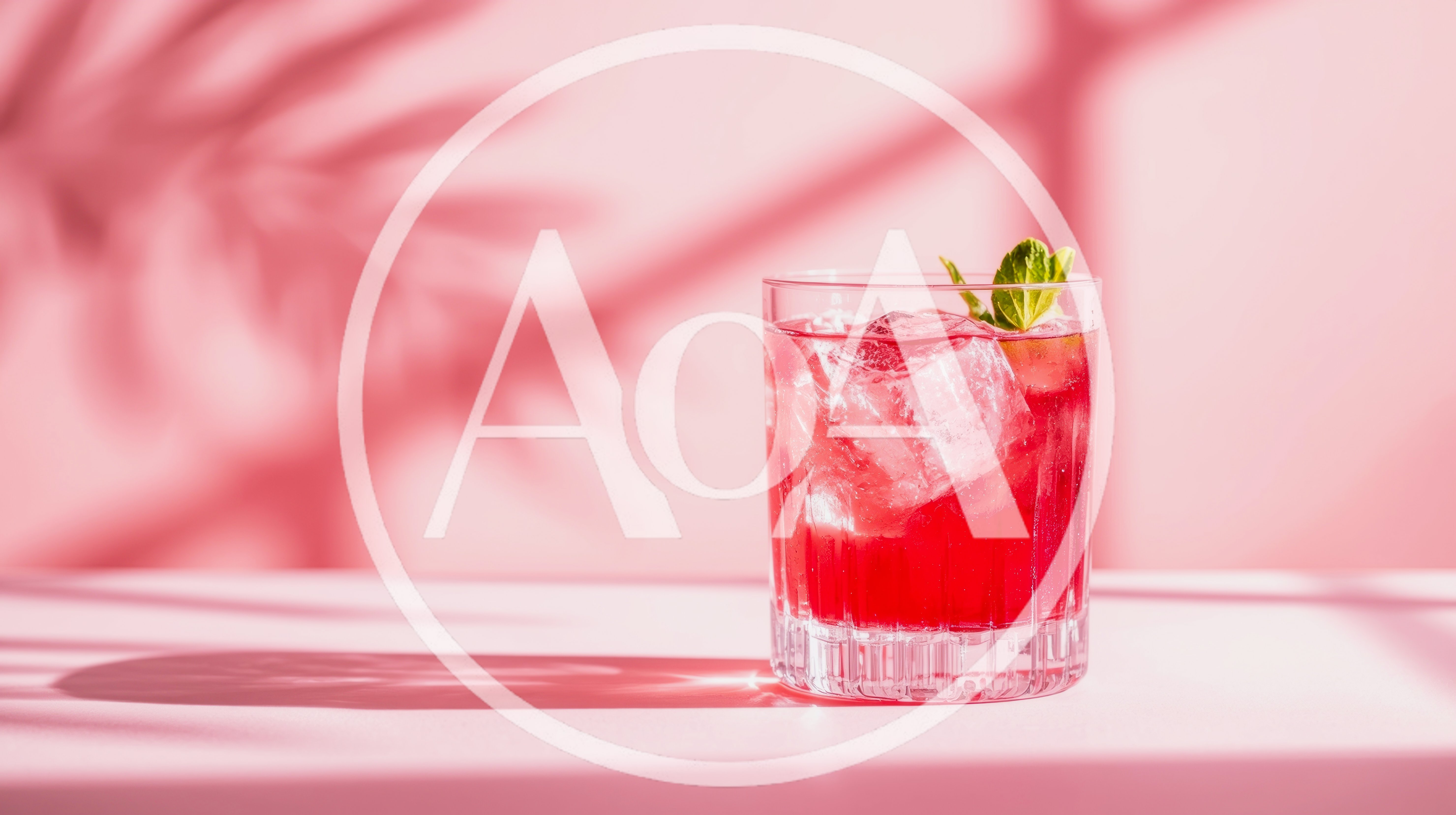 Refreshing Red Cocktail With Ice And Mint Garnish