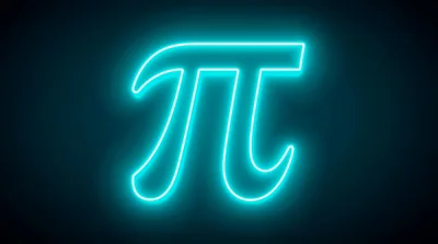 Glowing Neon Pi Symbol On Dark Background
