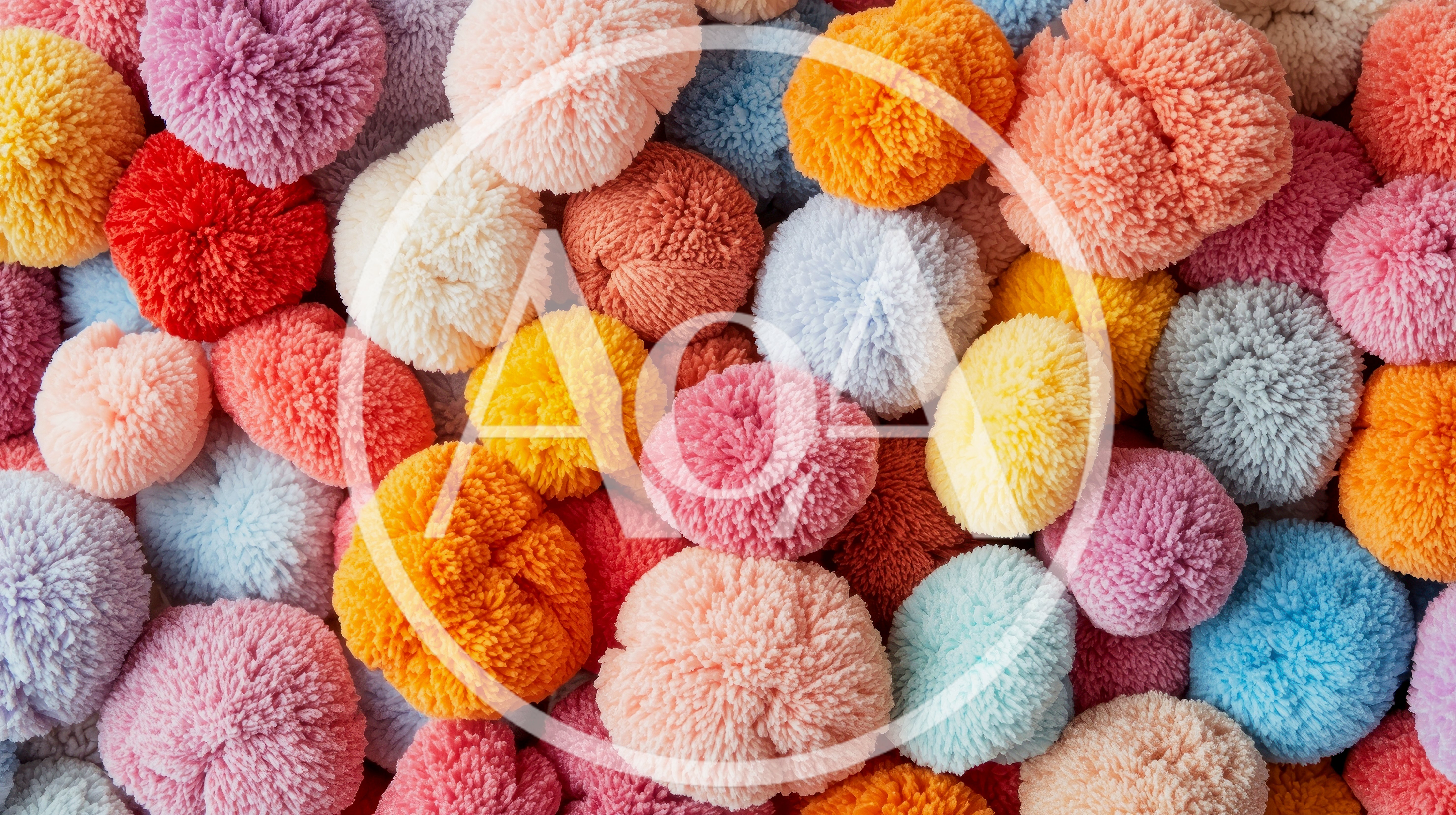 Colorful Assortment Of Soft Yarn Pom Poms