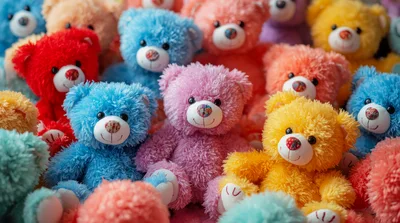 Colorful Collection Of Soft Plush Teddy Bears