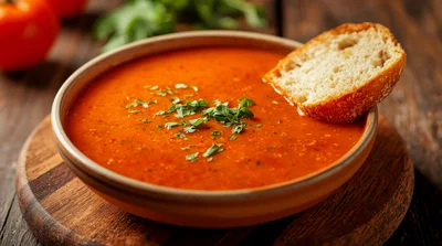 Bowl Of Tomato Soup With Crusty Bread