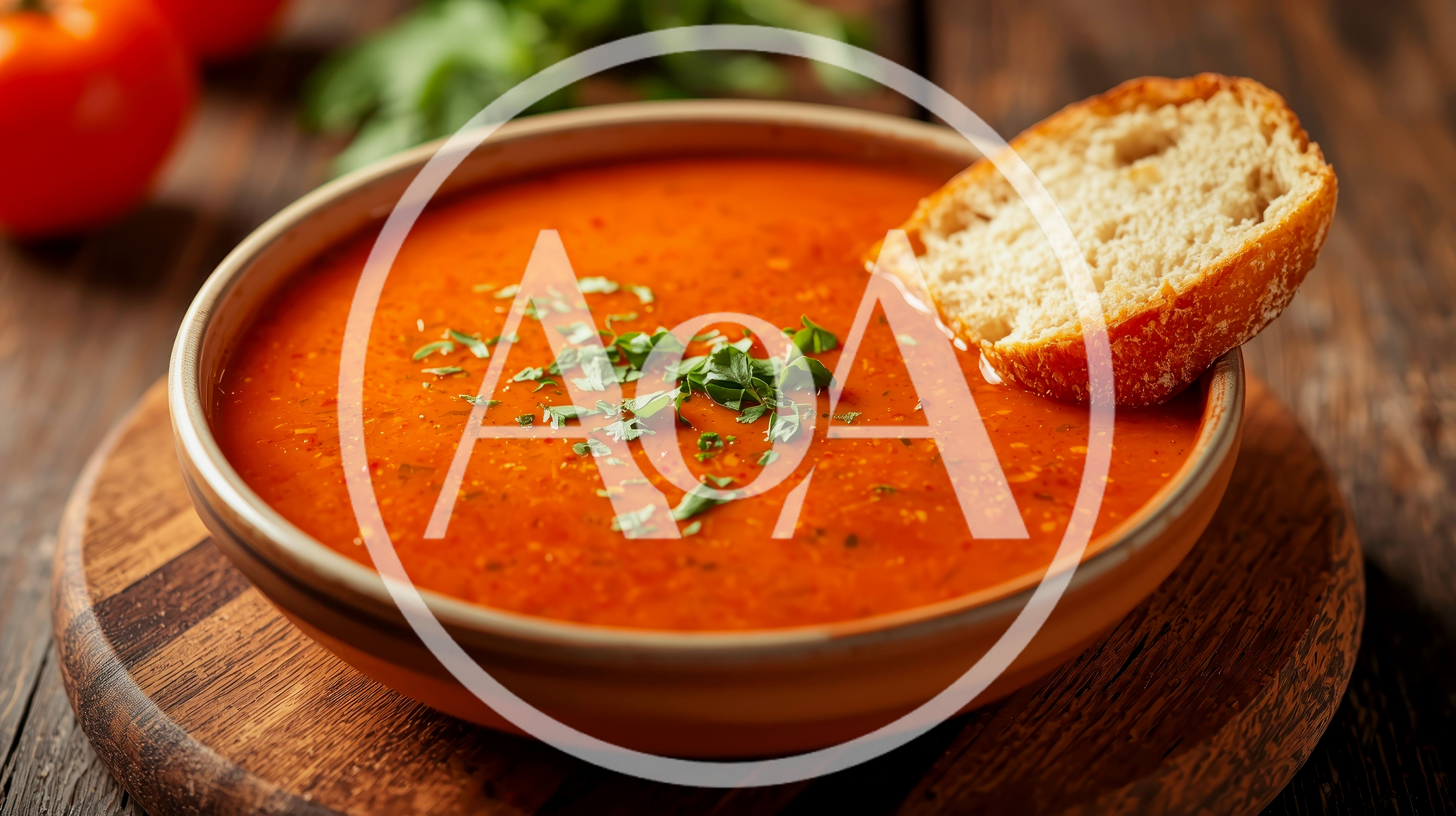 Bowl Of Tomato Soup With Crusty Bread
