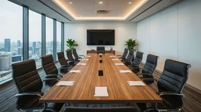 Modern Corporate Boardroom With Empty Conference Table