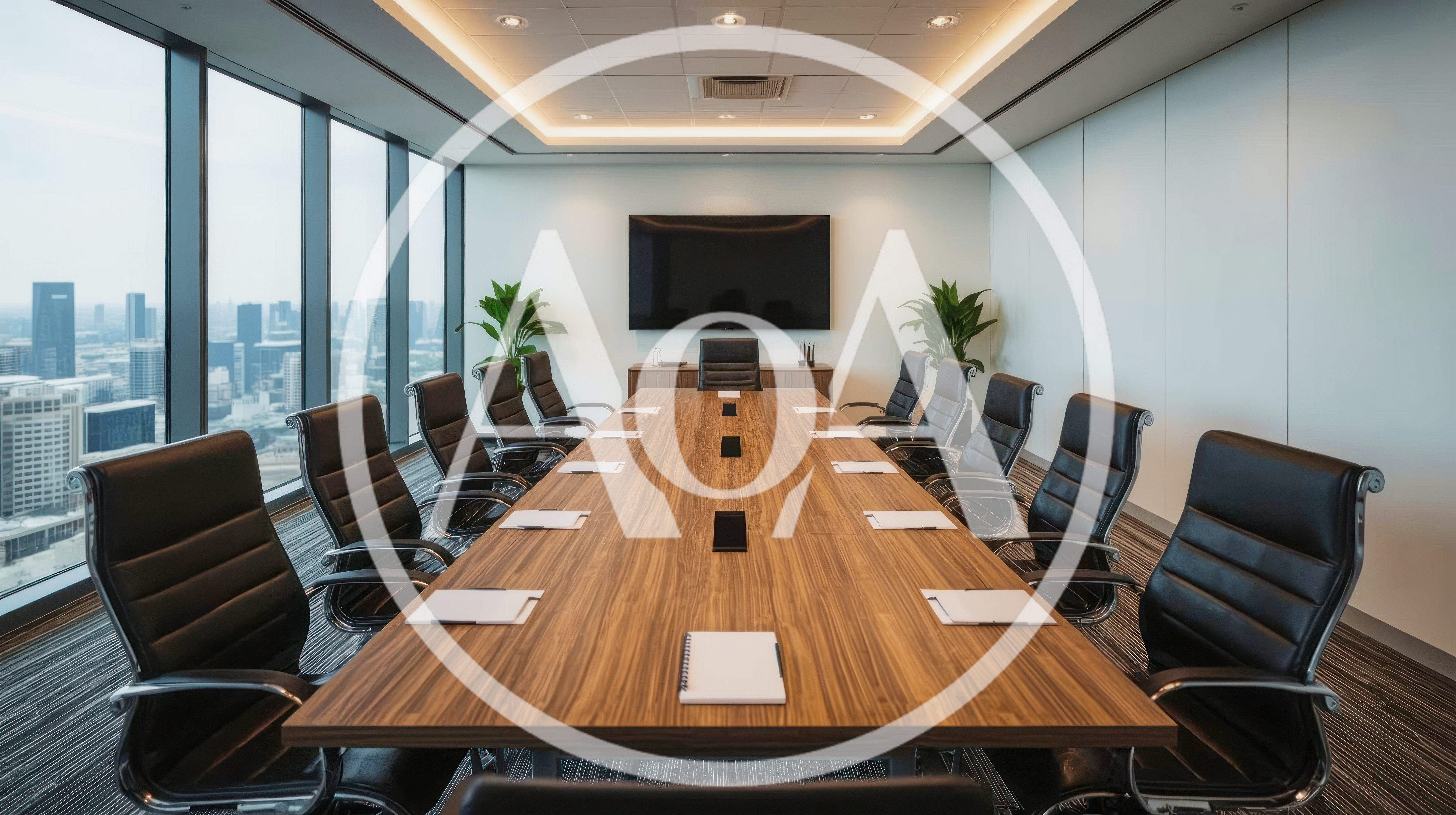 Modern Corporate Boardroom With Empty Conference Table