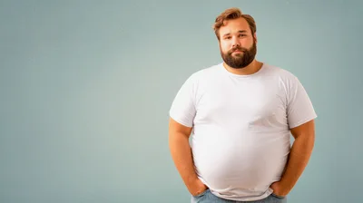 Portrait Of A Plus Size Man In White T-Shirt
