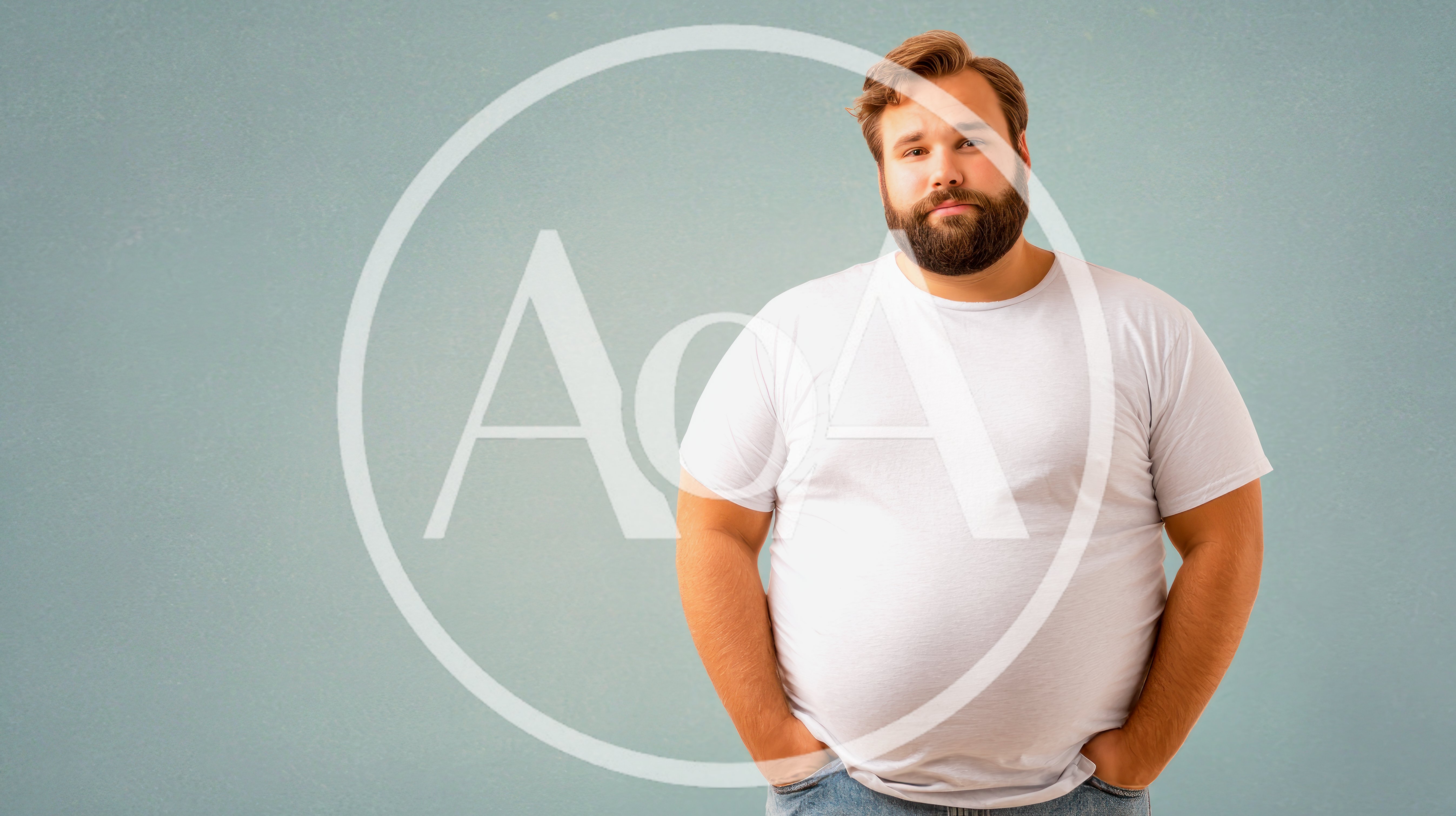Portrait Of A Plus Size Man In White T-Shirt