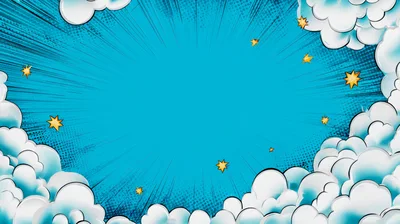 Comic Book Style Blue Sky Background With Clouds