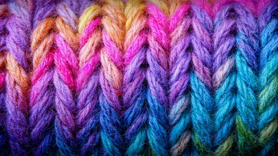Close Up Of Colorful Knitted Wool Fabric Texture