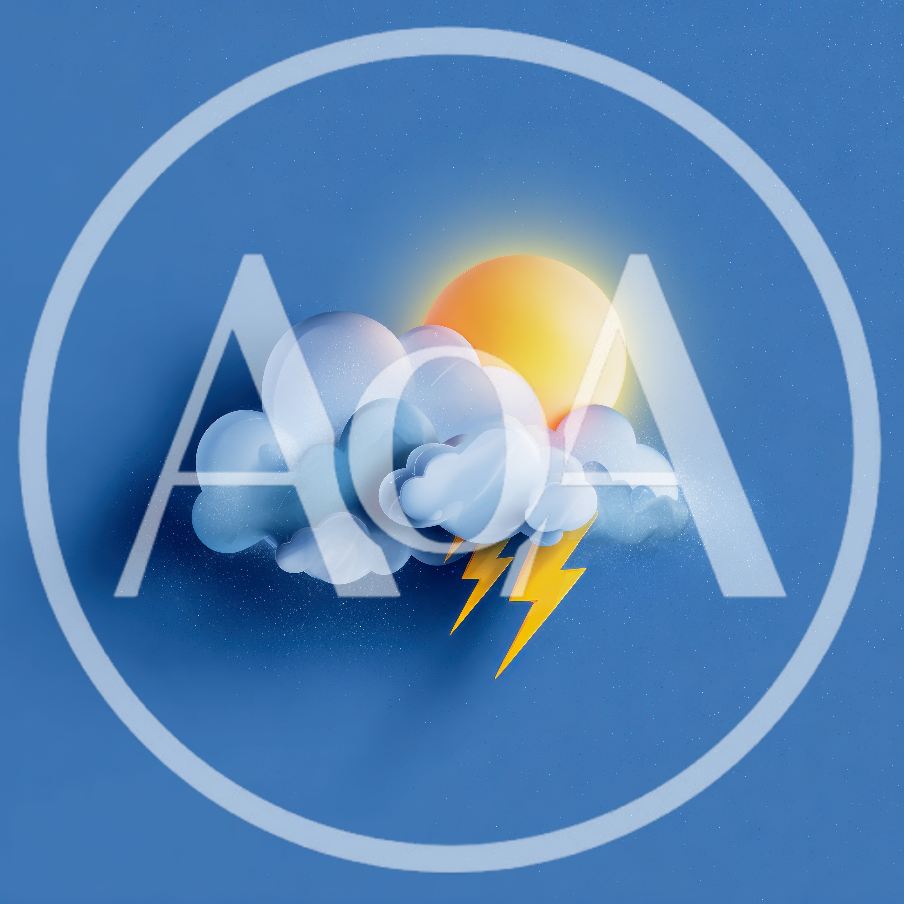3D Rendered Weather Icon With Sun And Lightning