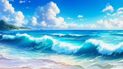 Tropical Ocean Waves Crashing On Sandy Beach