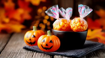 Halloween Candy Bags And Jack O Lanterns