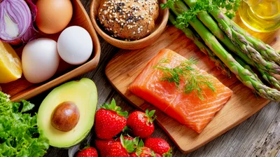 Fresh Healthy Food Ingredients On A Wooden Table