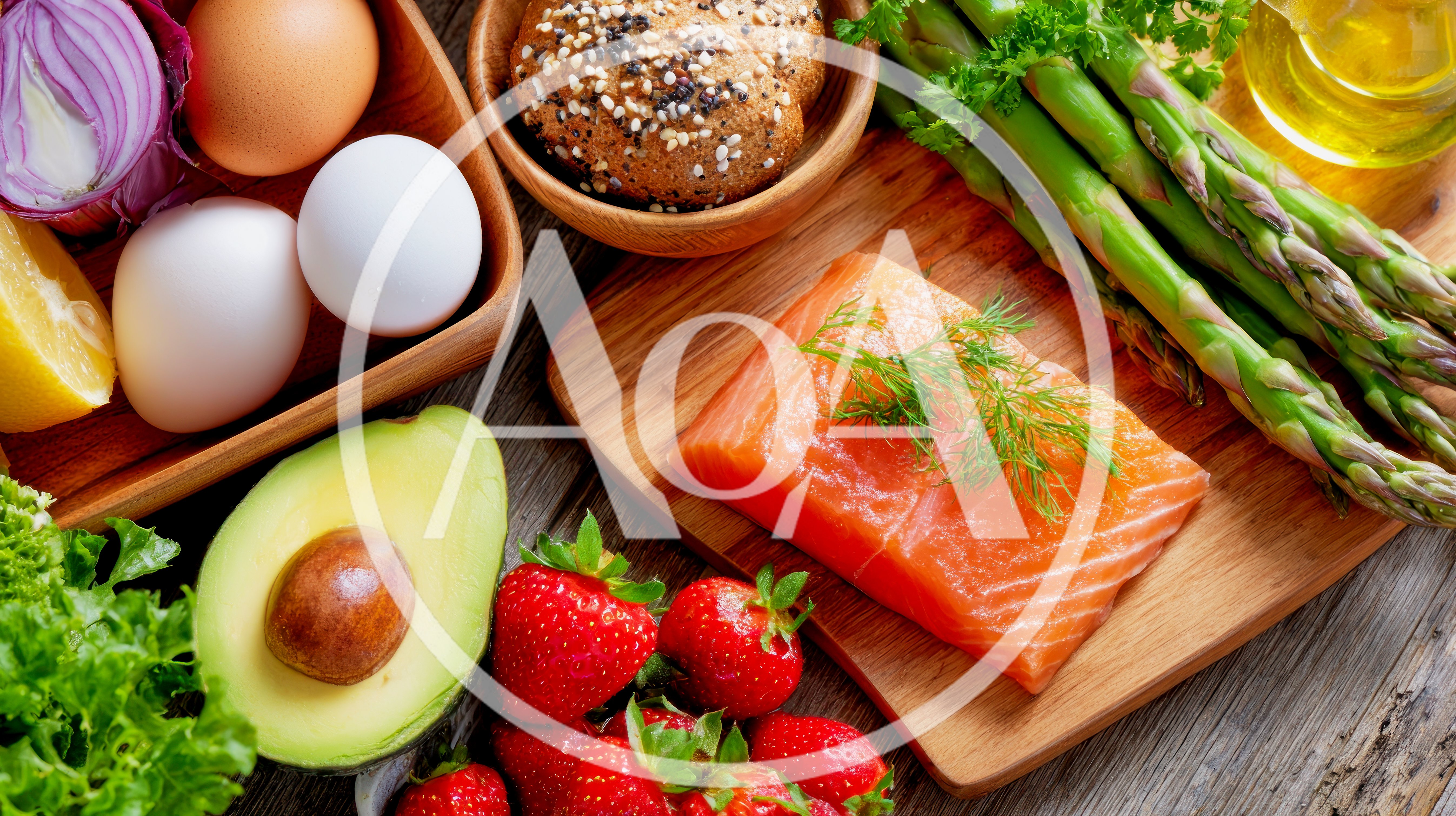 Fresh Healthy Food Ingredients On A Wooden Table