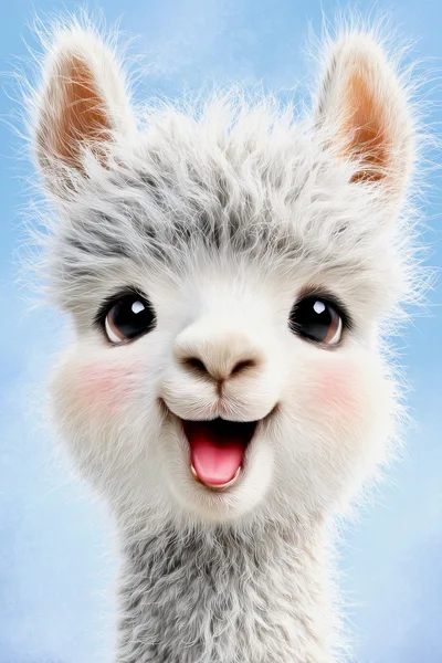 Adorable Fluffy Baby Alpaca Portrait