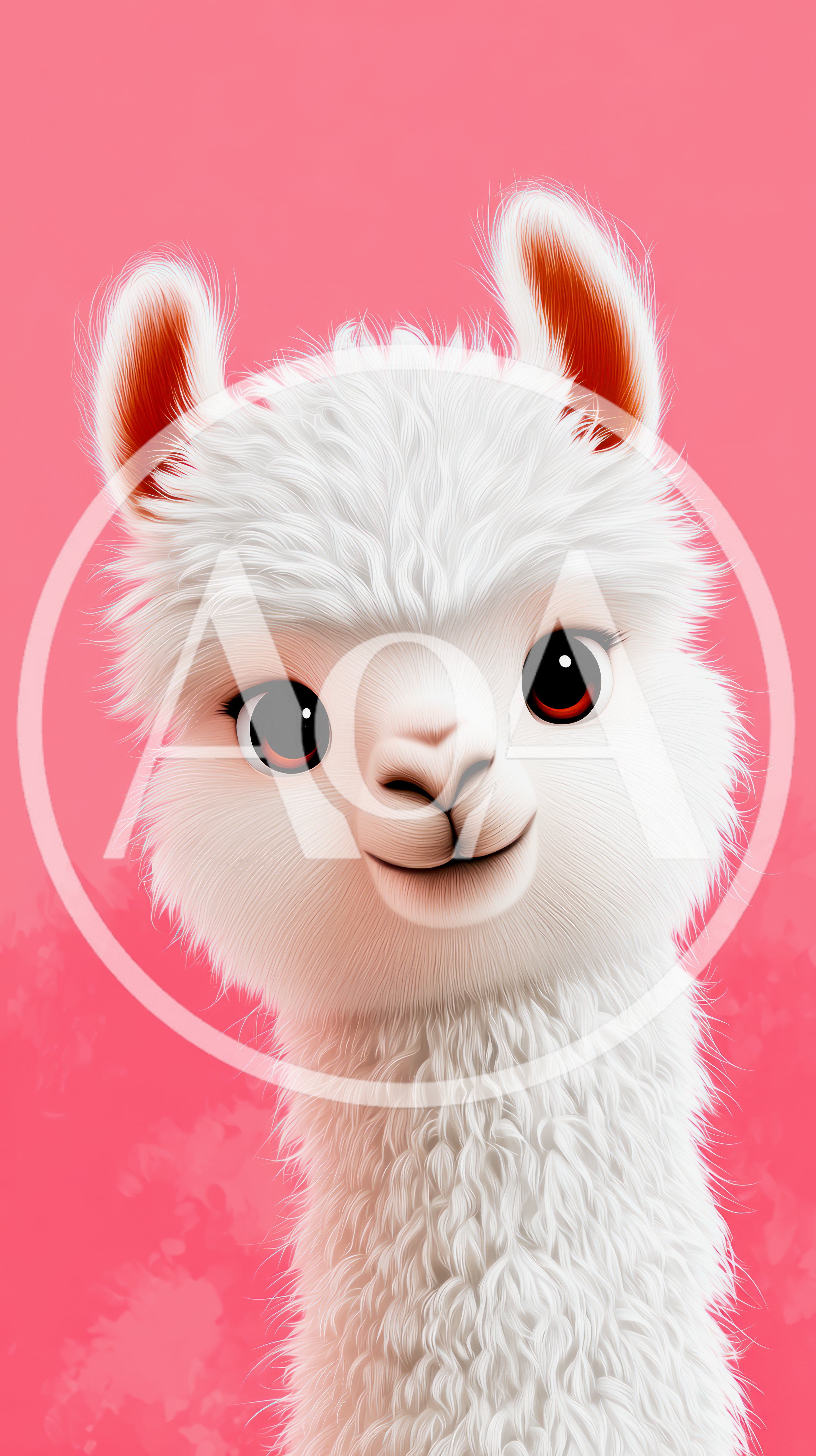 Cute Fluffy White Llama Portrait