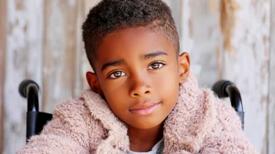 Portrait Of A Young Boy In A Wheelchair