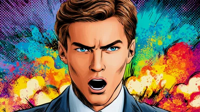 Comic Book Style Illustration Of A Shocked Businessman