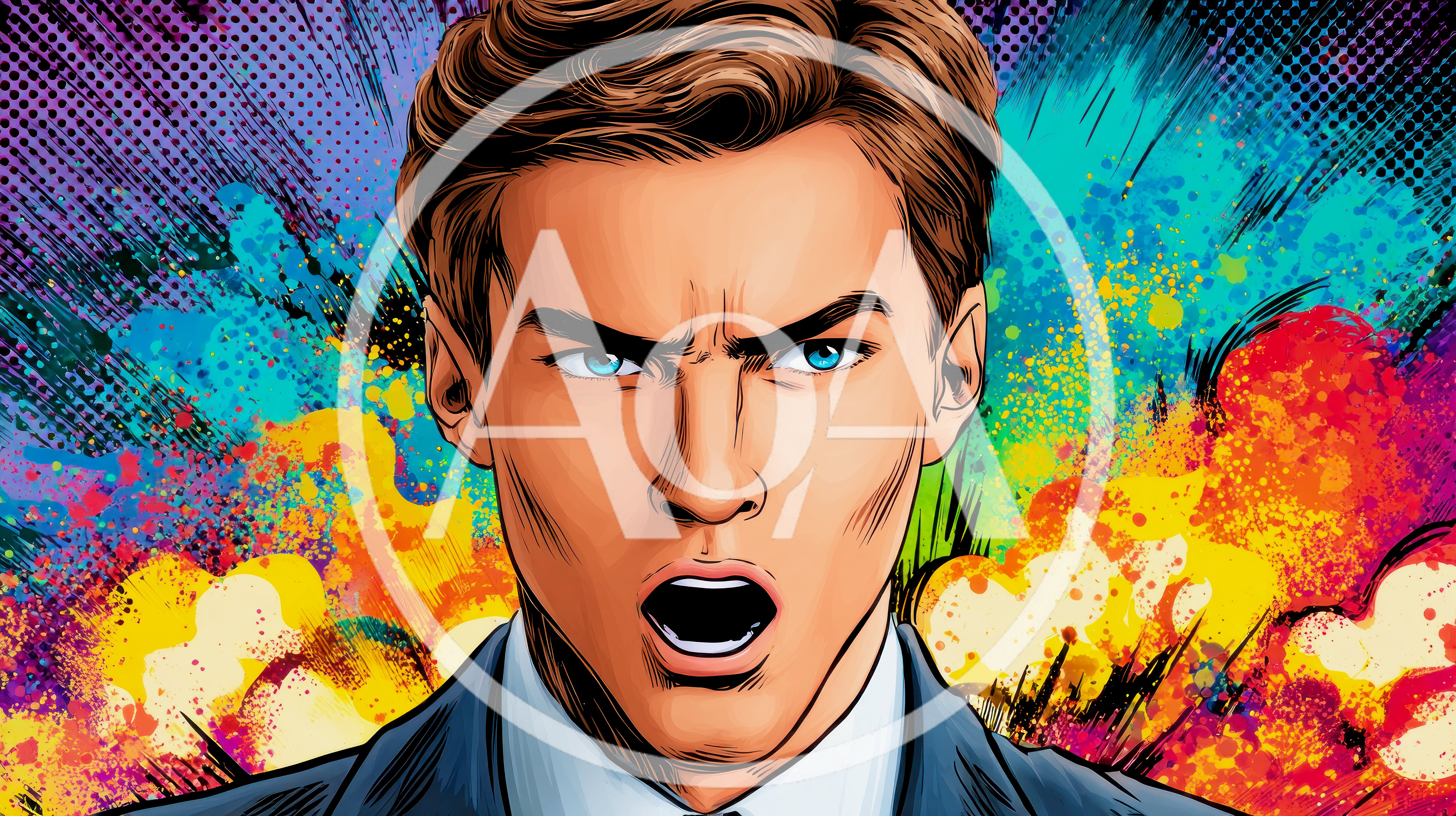 Comic Book Style Illustration Of A Shocked Businessman