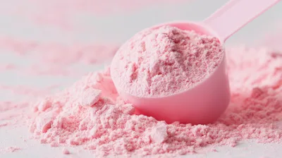 Pink Powder In A Measuring Scoop