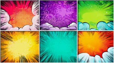 Comic Book Style Backgrounds With Halftone Patterns