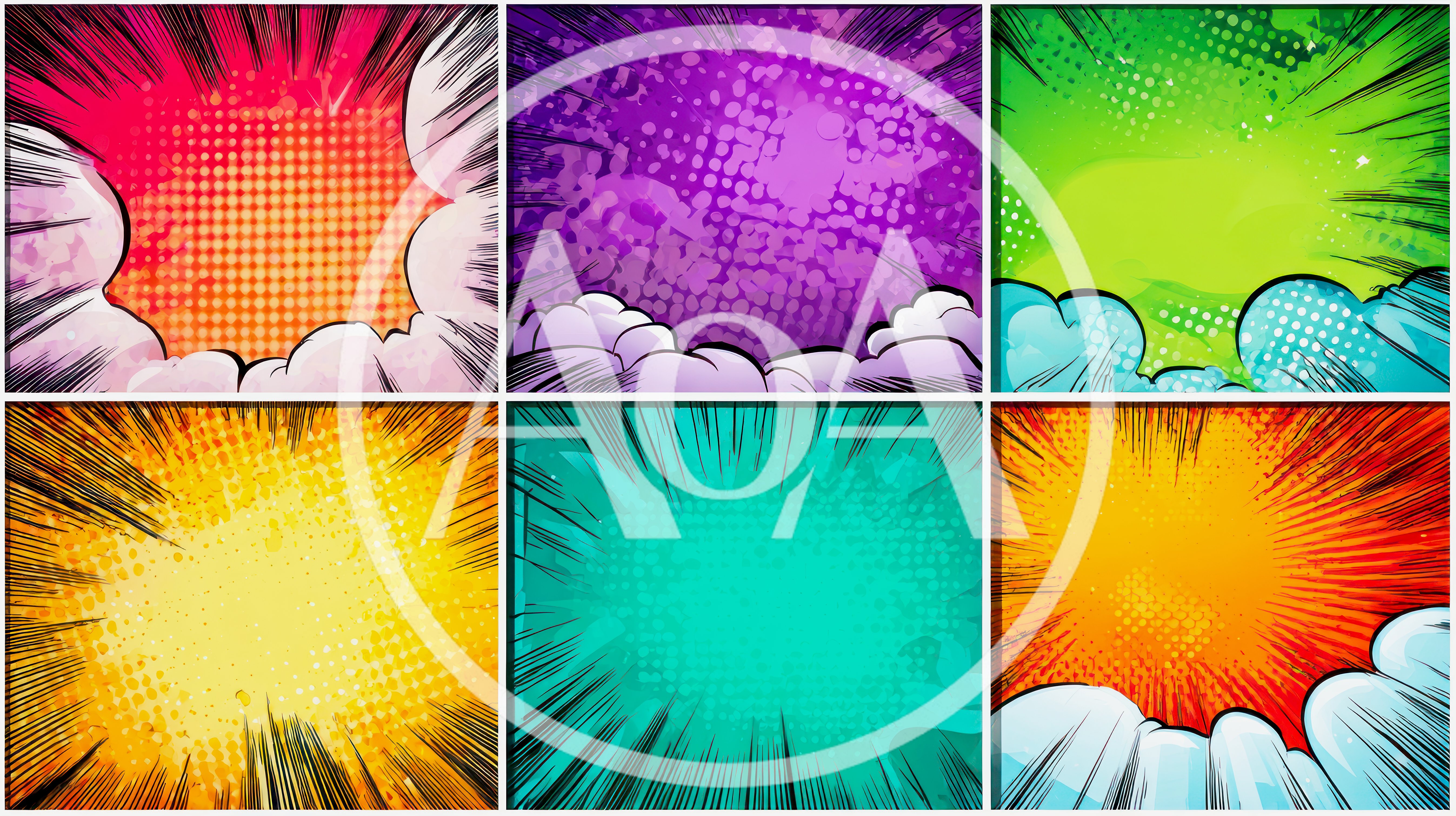 Comic Book Style Backgrounds With Halftone Patterns