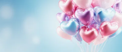 Bunch of Shiny Heart Shaped Balloons