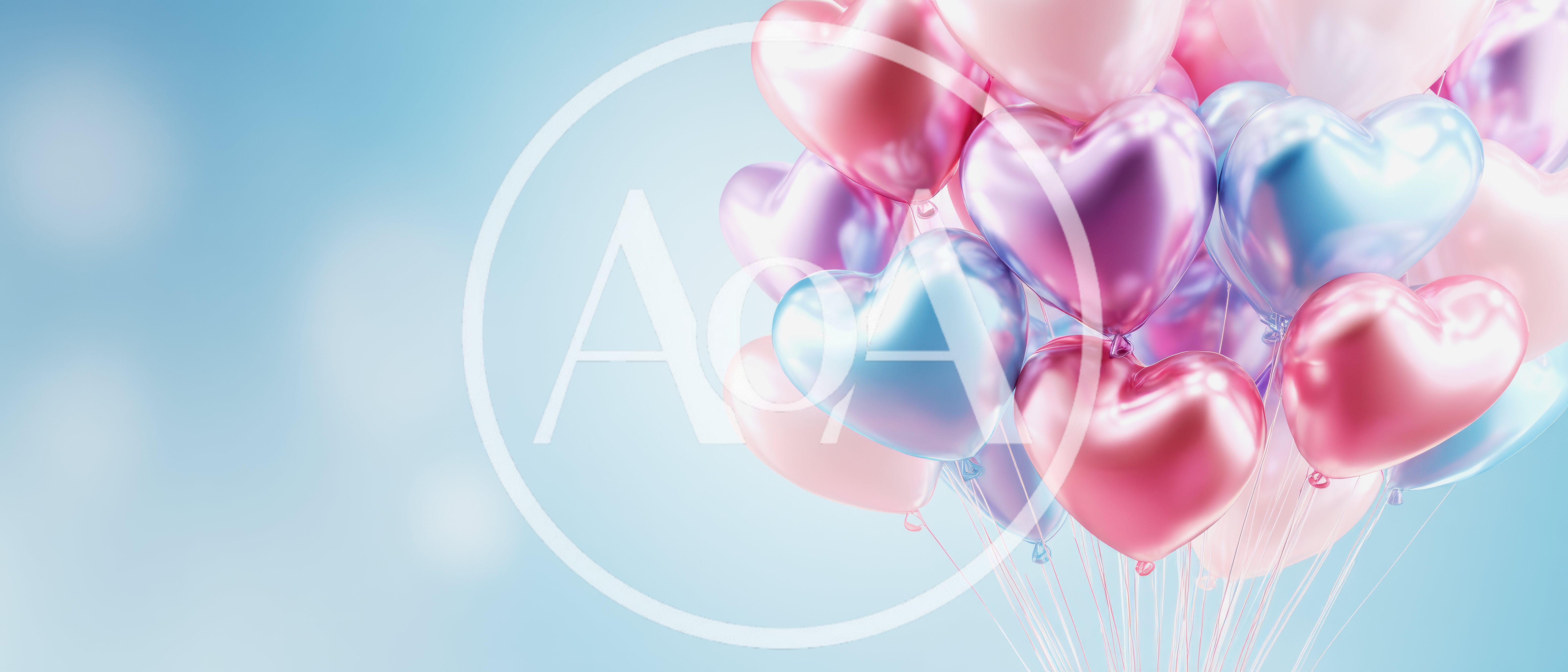 Bunch of Shiny Heart Shaped Balloons