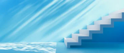 Minimalist White Staircase Against Blue Wall