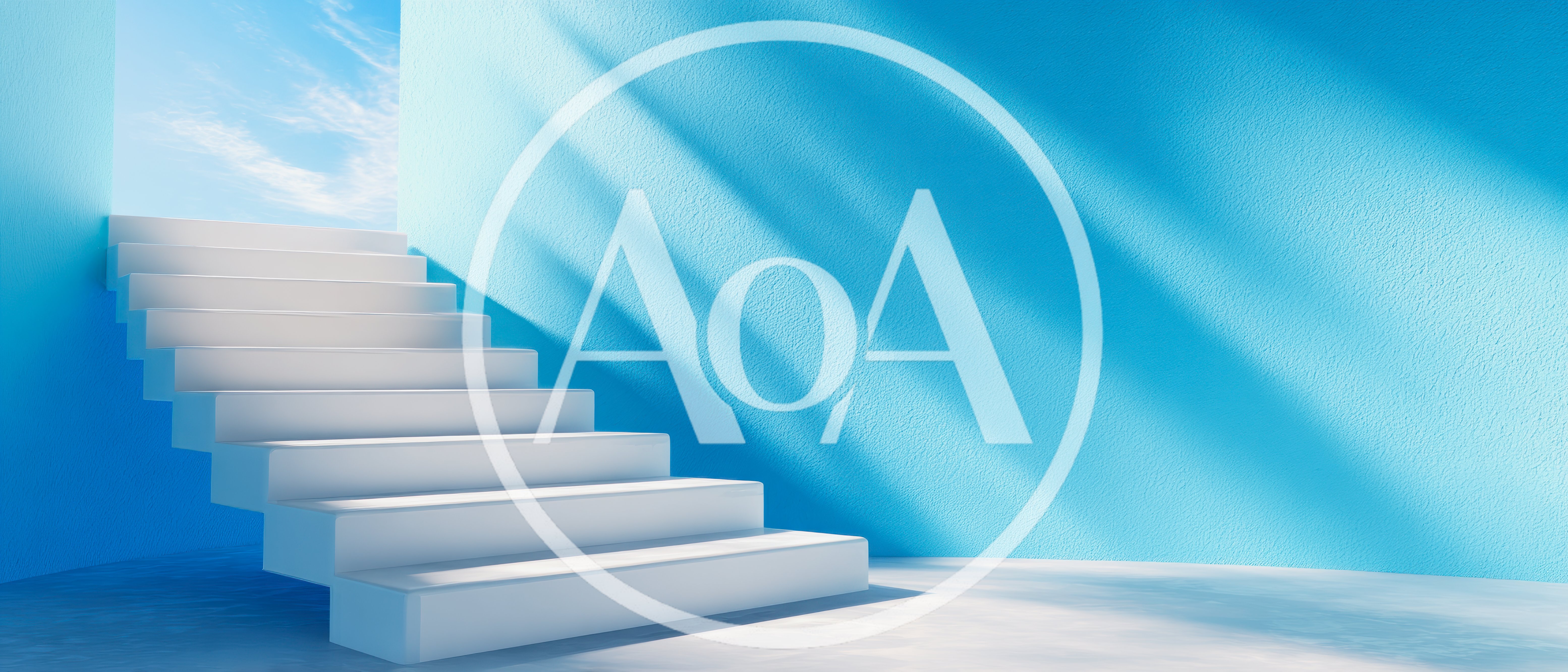 White Staircase Leading To A Bright Blue Sky