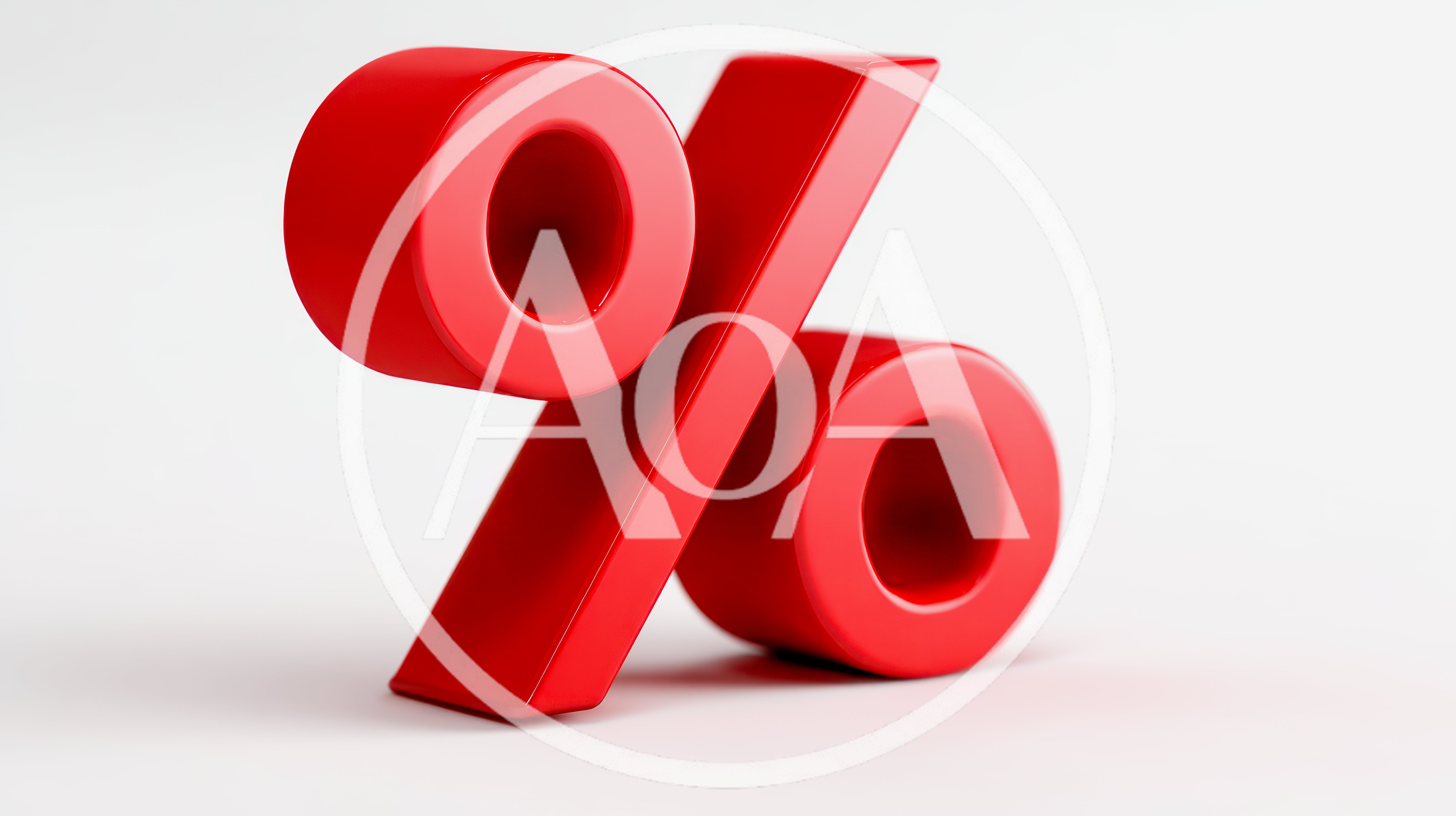 3D Rendered Red Percentage Symbol on White Background