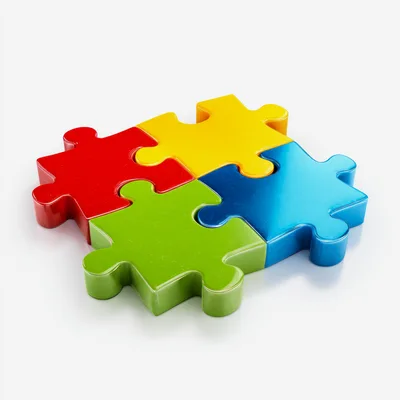 Four Interlocking Colorful Puzzle Pieces