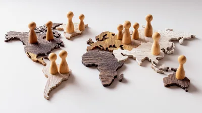 Wooden World Map Puzzle With Human Figurines