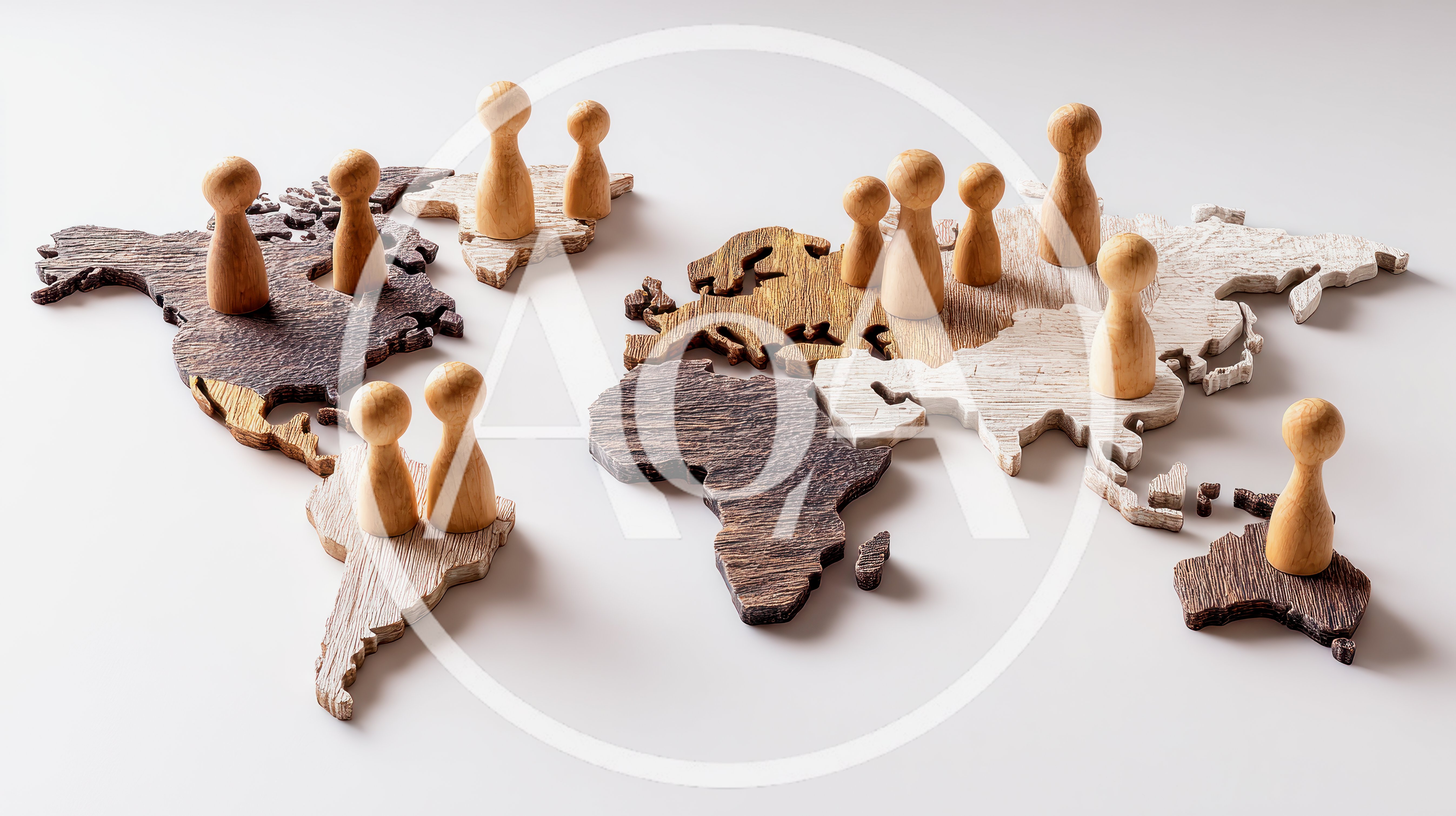 Wooden World Map Puzzle With Human Figurines