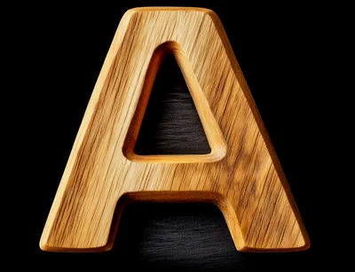 Wooden Letter A Isolated On Black Background