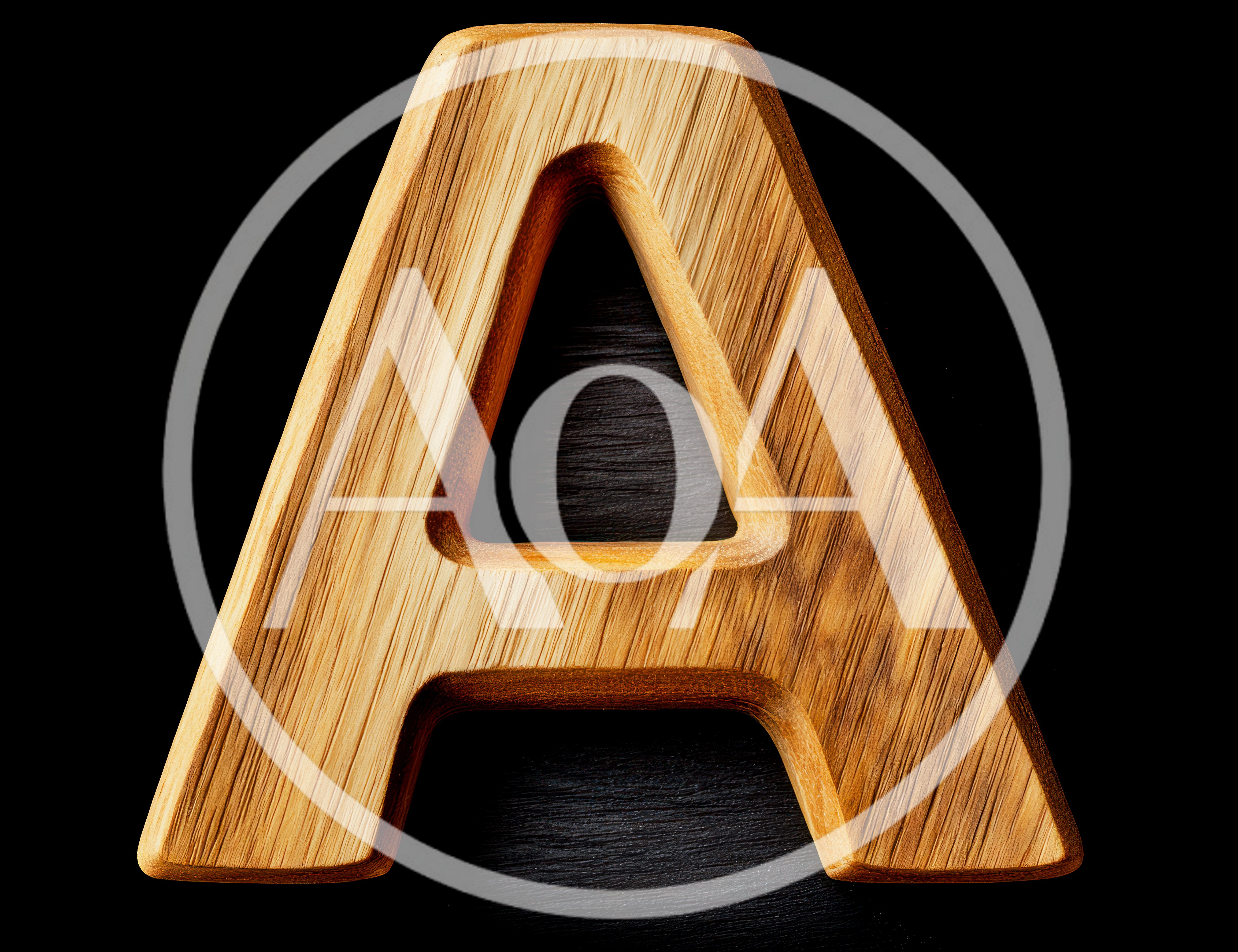 Wooden Letter A Isolated On Black Background