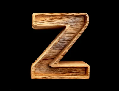 3D Rendered Wooden Letter Z Isolated on Black