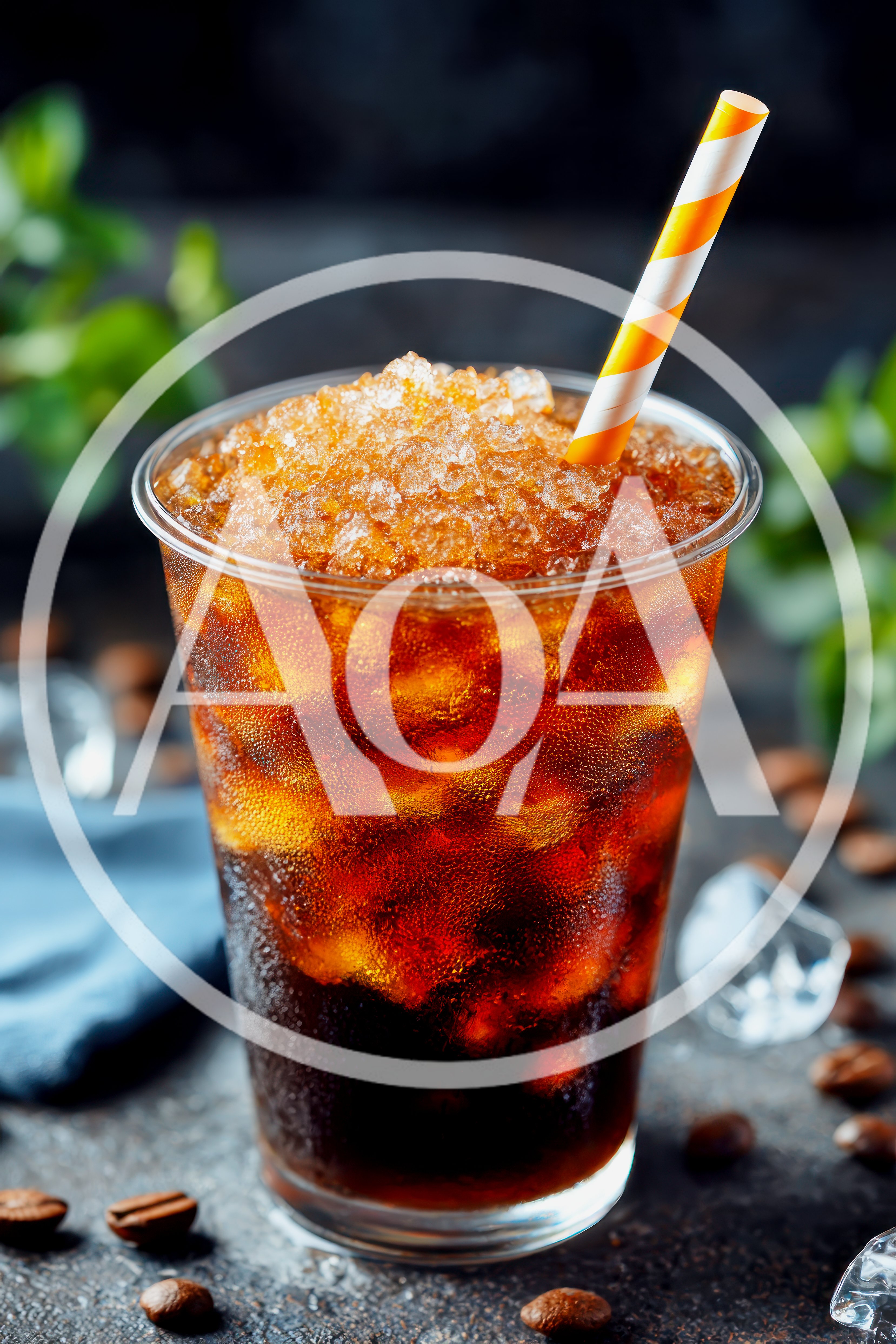 Iced Coffee In A Plastic Cup With Straw