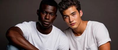 Two Diverse Male Models Posing Together