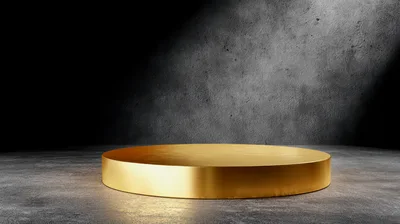 Golden Circular Pedestal On Concrete Floor