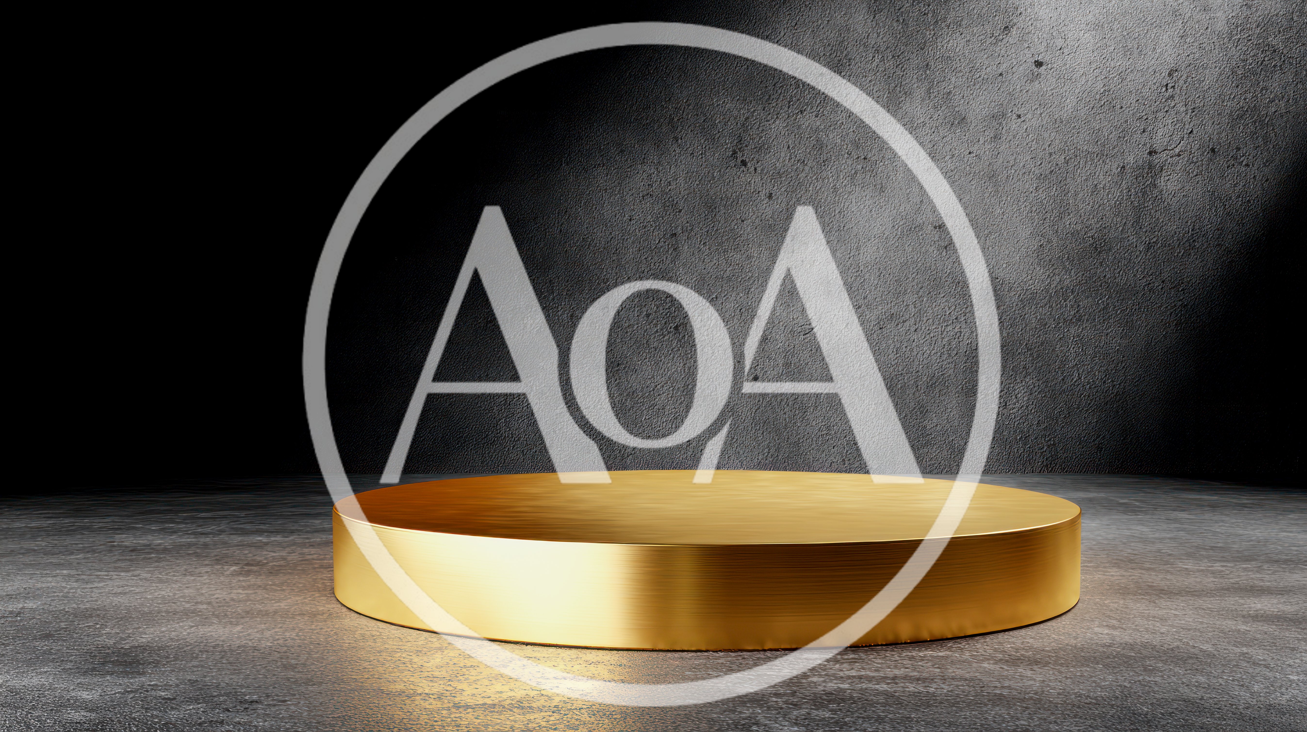 Golden Circular Pedestal On Concrete Floor