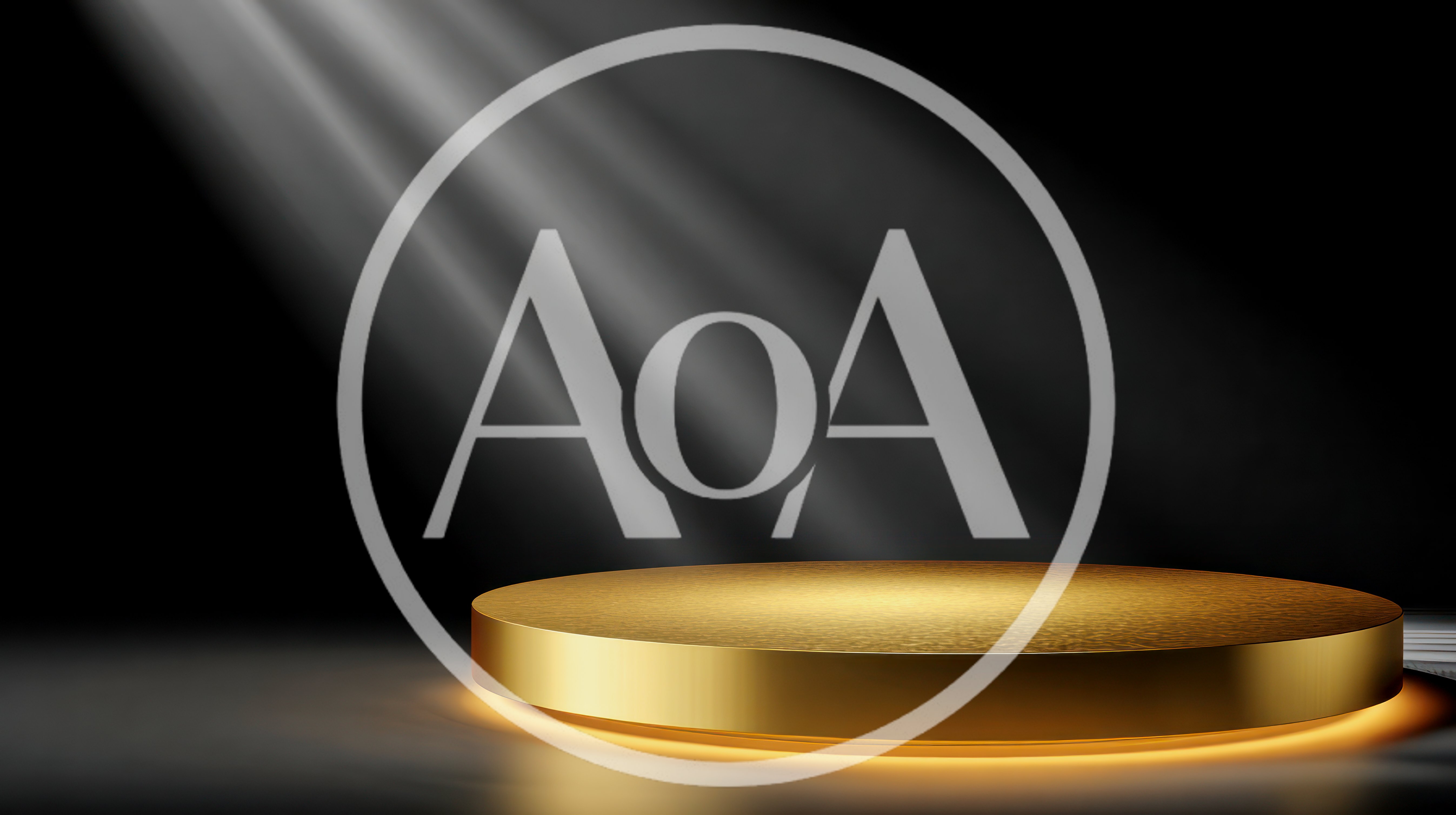Golden Circular Pedestal Under Spotlight