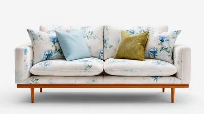 Floral Pattern Sofa With Decorative Throw Pillows